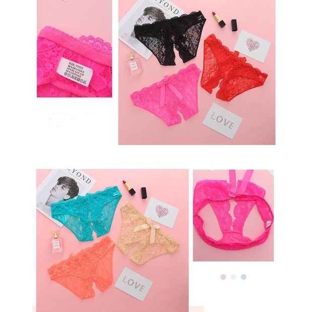 Celana Dalam Wanita Sexy Crotchless Ukuran Jumbo Transparan G String Lingerie Hollow Keluar Thongs Renda C150