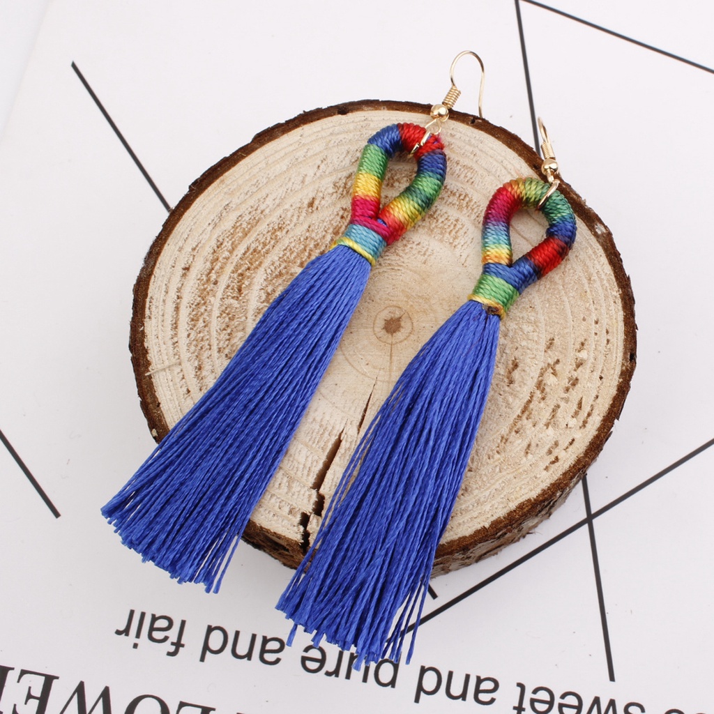 Panjang fringe anting-anting fashion Eropa dan Amerika besar merek aksesoris trendi wanita warna-war