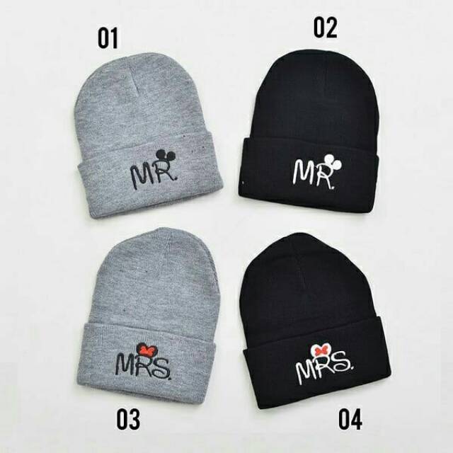 Topi Bayi Kupluk Rajut Mr Mrs C1398