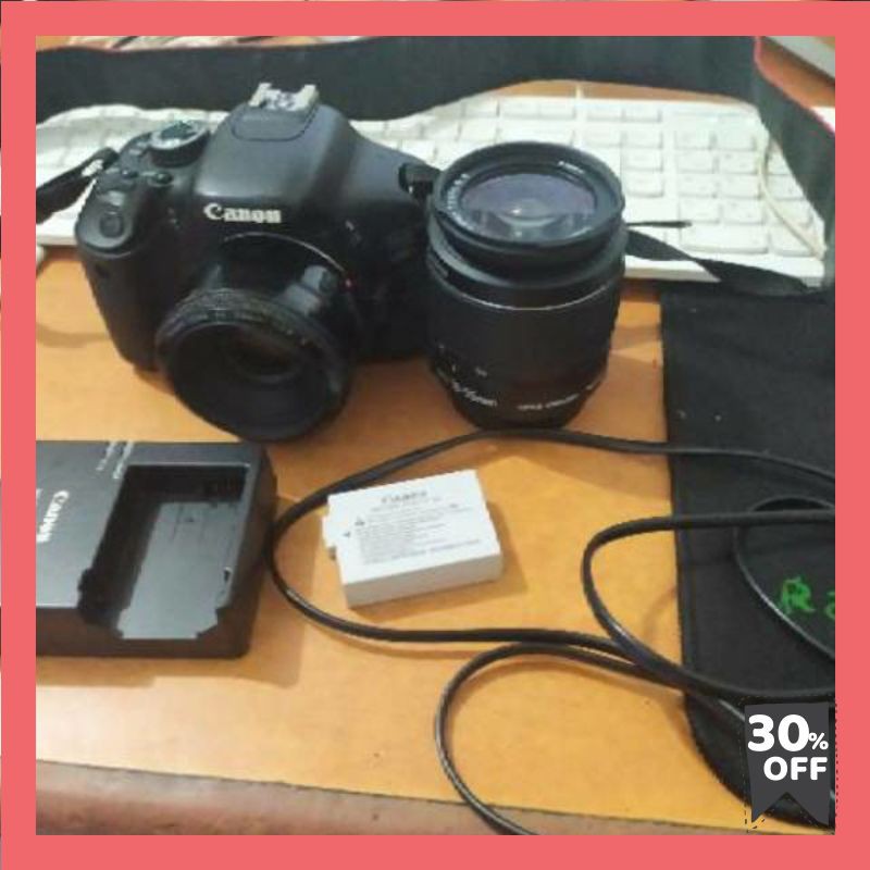 CANON 600D Lensa Kit 18-55mm Dan Lensa Fix YN 50mm F1.8 Yongnuo Kamera DSLR -Paket Bokeh Kamera