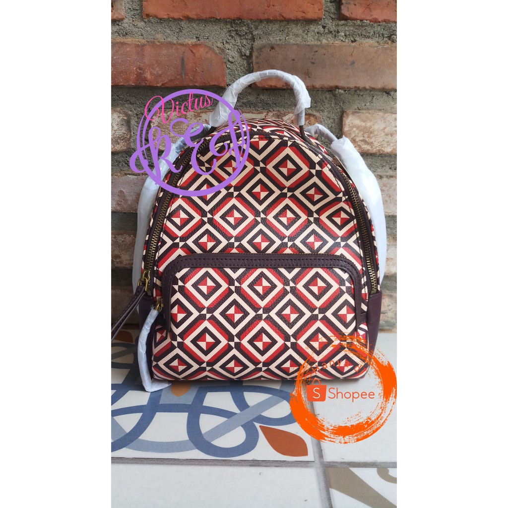 Tas Wanita Fossil Felicity Backpack Red Multi Original