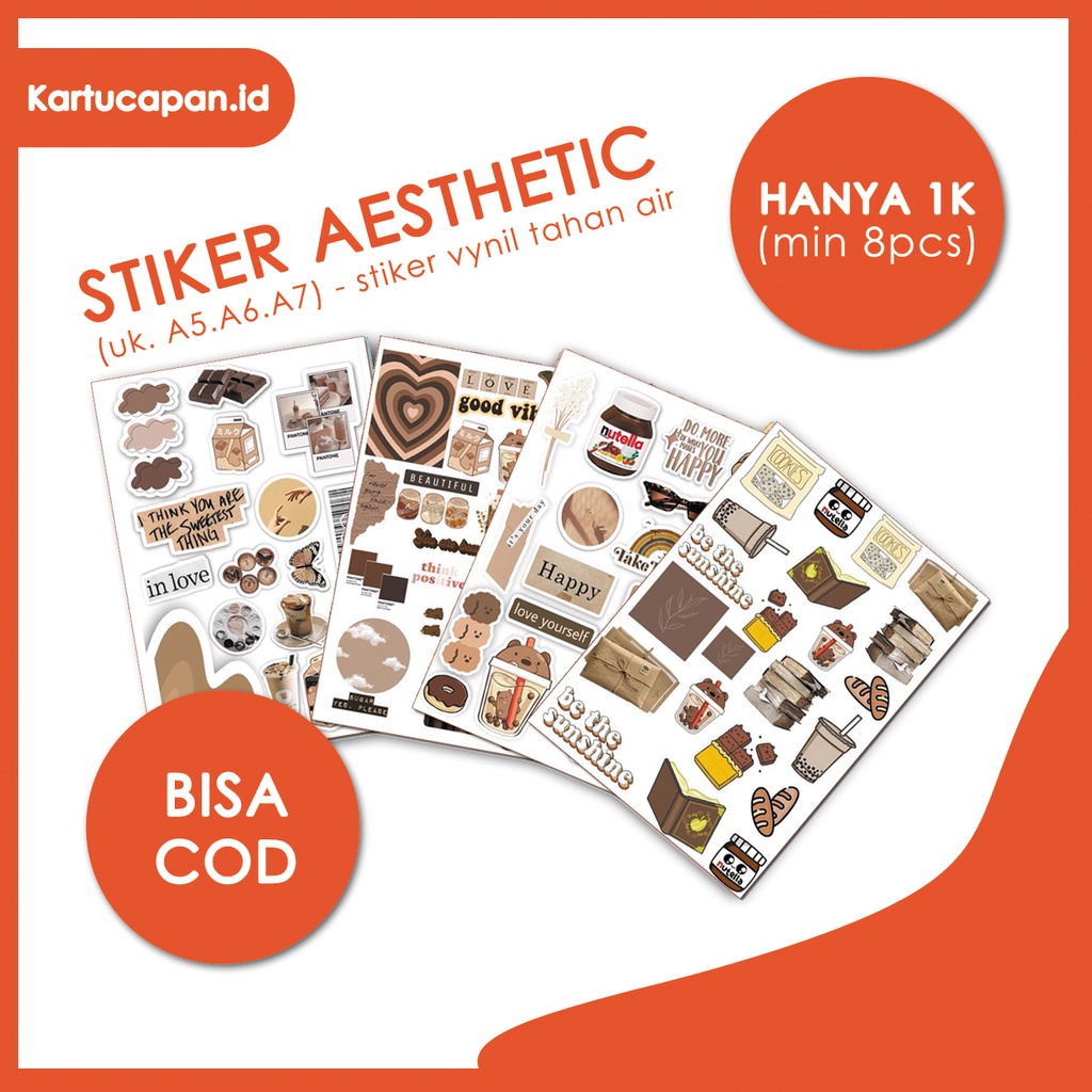 

STIKER AESTHETIC / STIKER AESTHETIC COKLAT / STIKER CASE HP / STIKER TUMBLR / STIKER LAPTOP