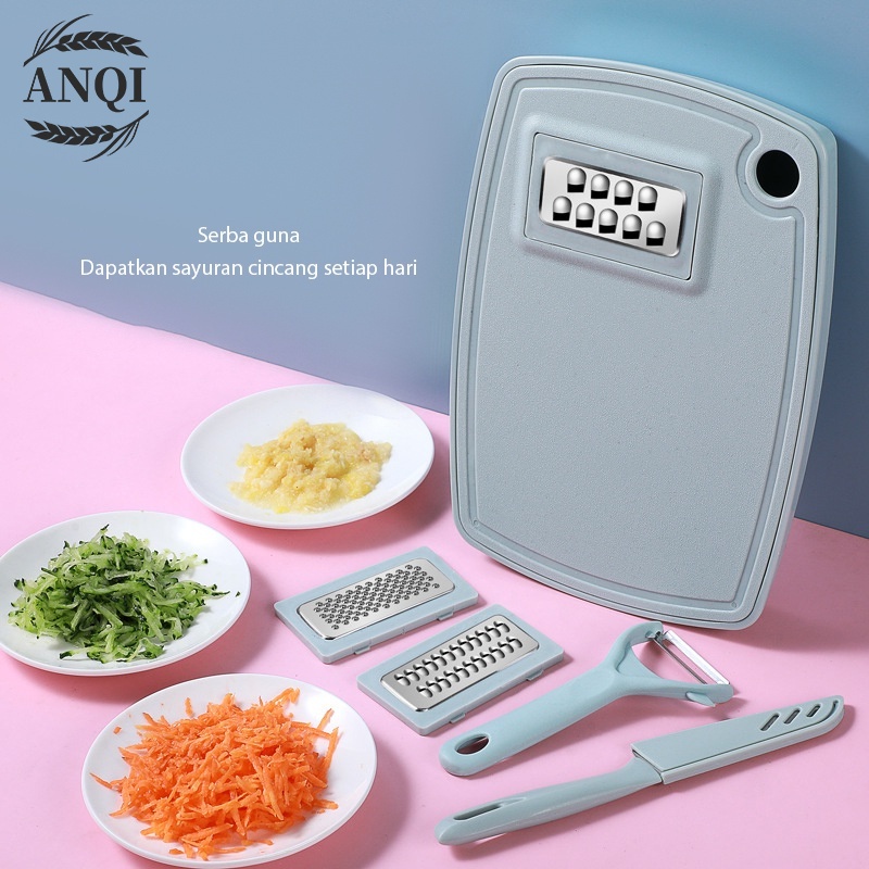 ANQI 1888 Pisau Set + Parutan Serbaguna Multifungsi Talenan Baskom Pengupas Pisau Buah VS-66