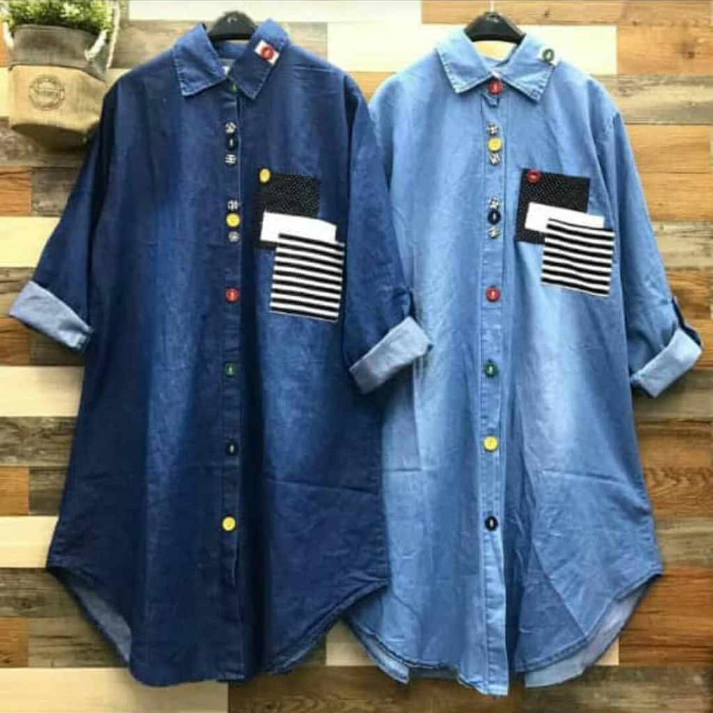 Tunik Jeans Pusat Supplier Baju Muslim Original Remaja Bandung Tren 2021 Outfit Hijab Modern  Romina