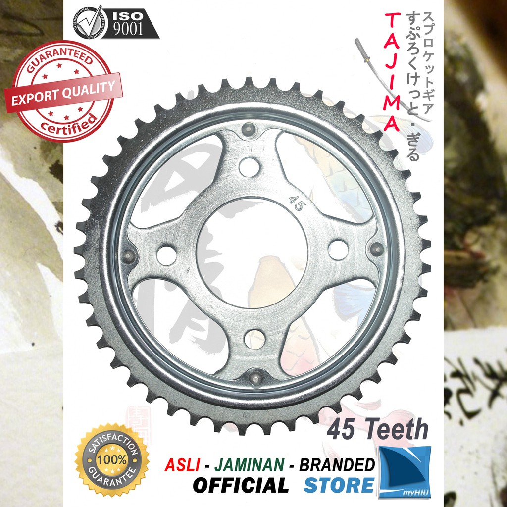 Gigi Tarik 44T ~ 45T HONDA CB 150R Gir Belakang - Rear Sprocket Gear TAJIMA-428-45T + PLAT