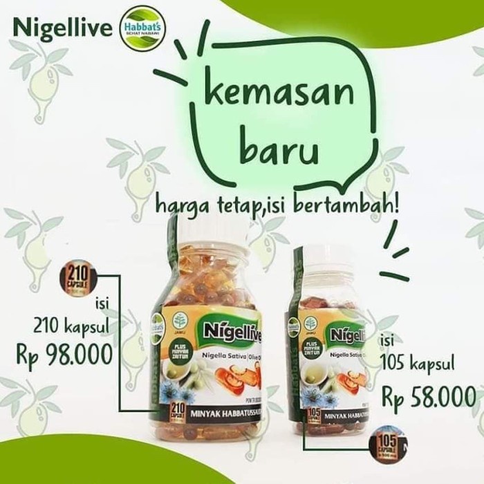 Minyak Habbatussauda Zaitun Oil NIGELLIVE 200 kapsul