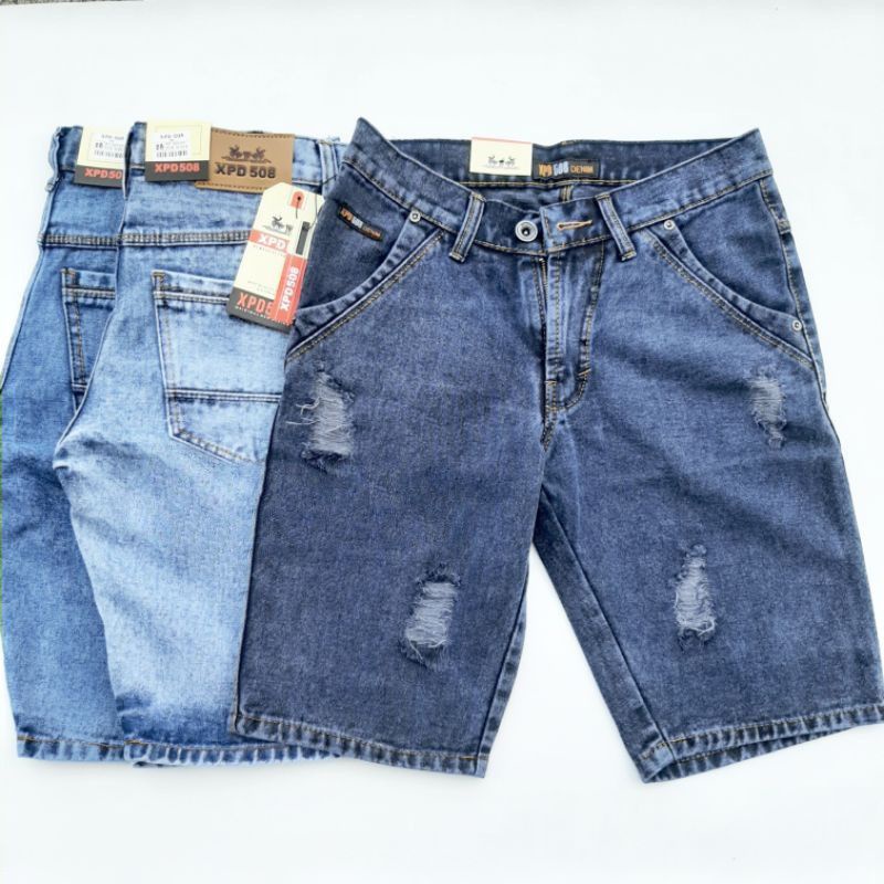 Celana Jeans Pendek Pria Snow Variasi Sobek