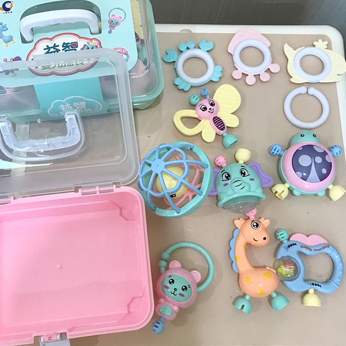 Gaudi Teether bayi gigitan bayi bpa free Mainan Kerincingan Bayi 0-12 Bulan Pendidikan Awal Teether Bayi Set Rattle Bayi Musik