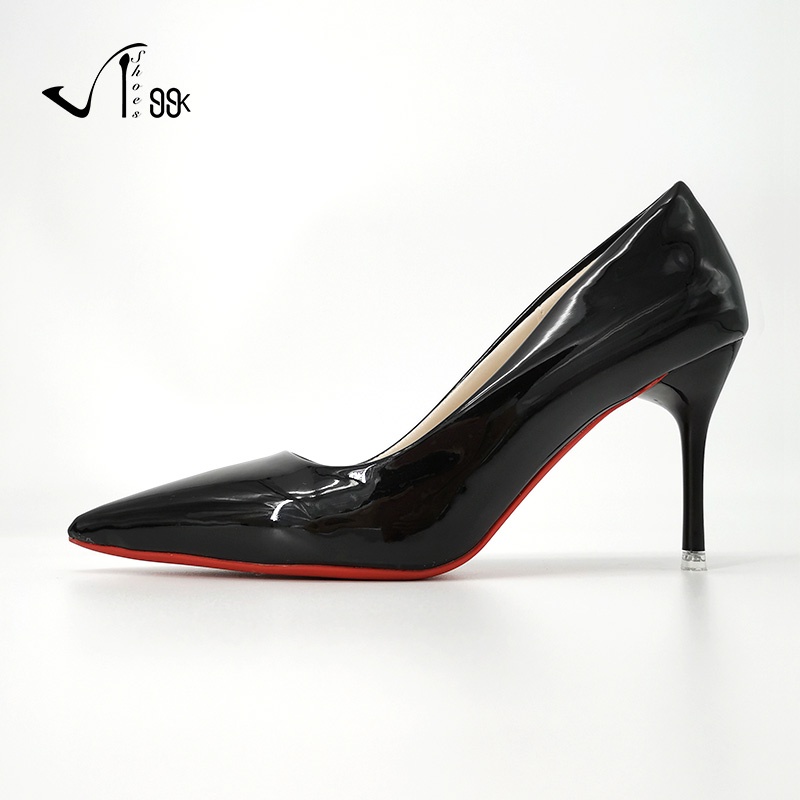 Women's Shiny Plain Patent Leather Pumps Red-Sole High Heels / Sepatu Heels 5220 (36-40)