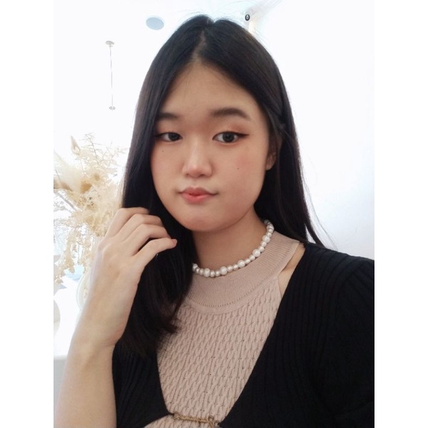 Yura Korean Pearl Choker Necklace Combination Kalung Mutiara Korea Kombinasi