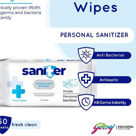 ➣ Saniter Wipes 50 / Saniter Tissue Basah 50 Lembar ◊