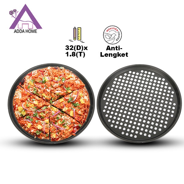 Adda Home - Round Baking Tray Loyang Pizza Bulat Ada Lubang Anti Lengket High Carbon Steel