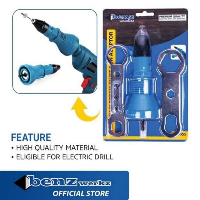 BENZ Alat Tang Rivet BZ-9055 / Premium Electric Rivet Gun Adaptor Adaptor Tang Rivet Mesin Bor