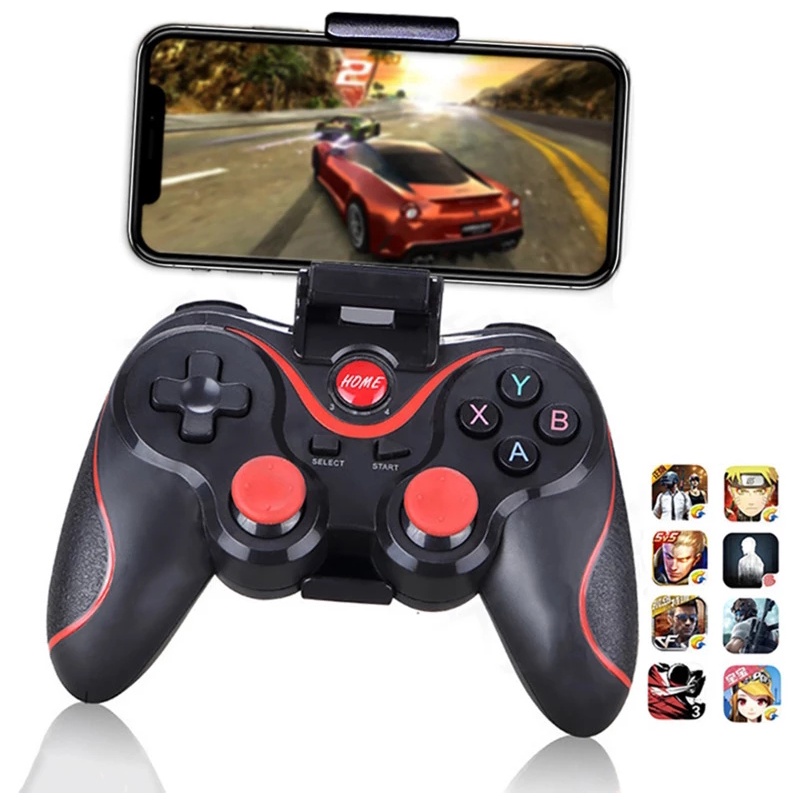 T3 Wireless Bluetooth Gamepad untuk Ponsel Android iOS Wireless Game Stick Handle untuk Holder Box