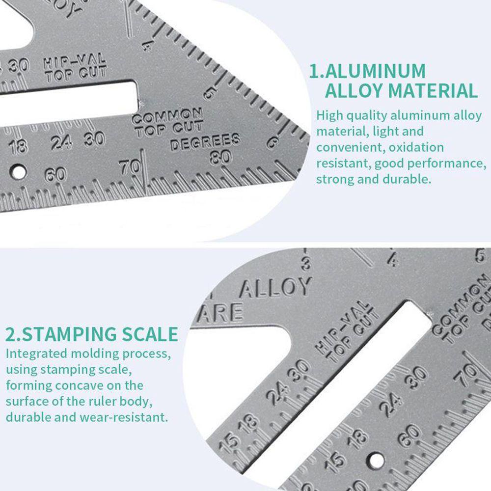 Solighter Penggaris Segitiga Busur Derajat Bahan Aluminum Alloy