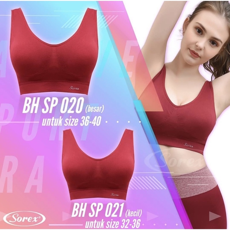 SportBra SOREX SP020 Bahan Rajut Busa Tipis Dan Tanpa Kawat