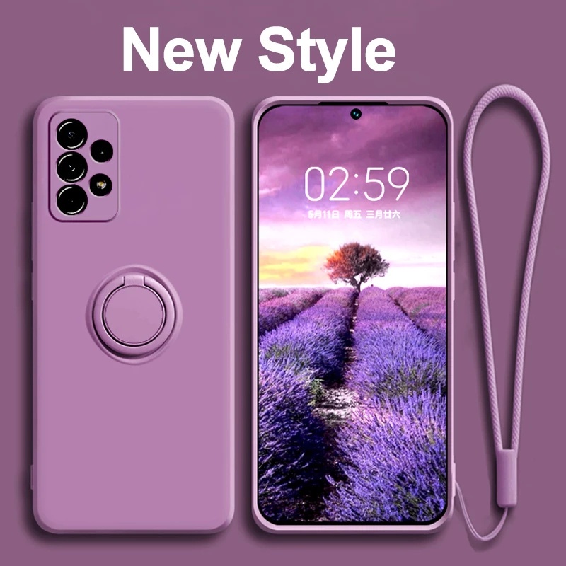 CASING Samsung A52 A52s Tali Lanyard Soft Case Ring Standing Mewah Premium Silikon Cover Casing Hand