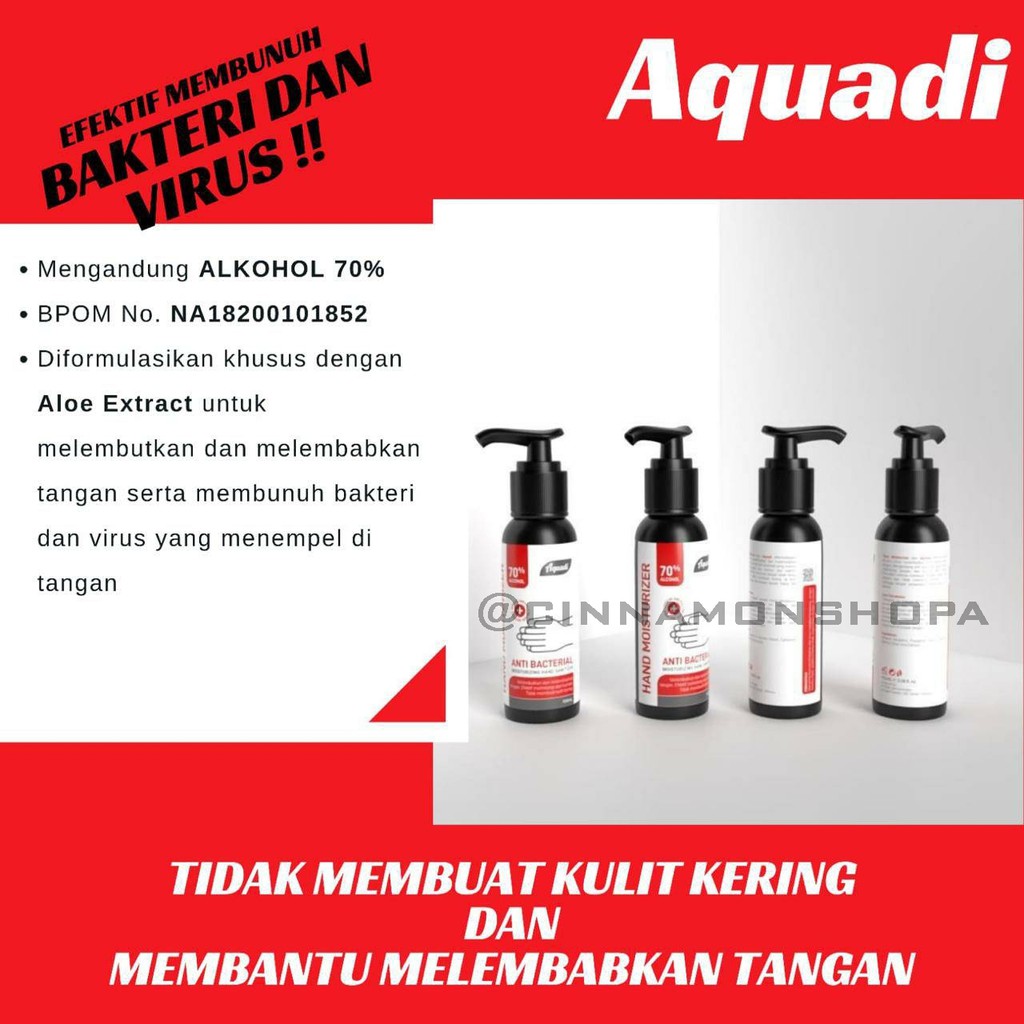 Hand sanitizer AQUADI / Antiseptik / Pembersih tangan alkohol 70% Ethanol / antivirus BPOM RESMI