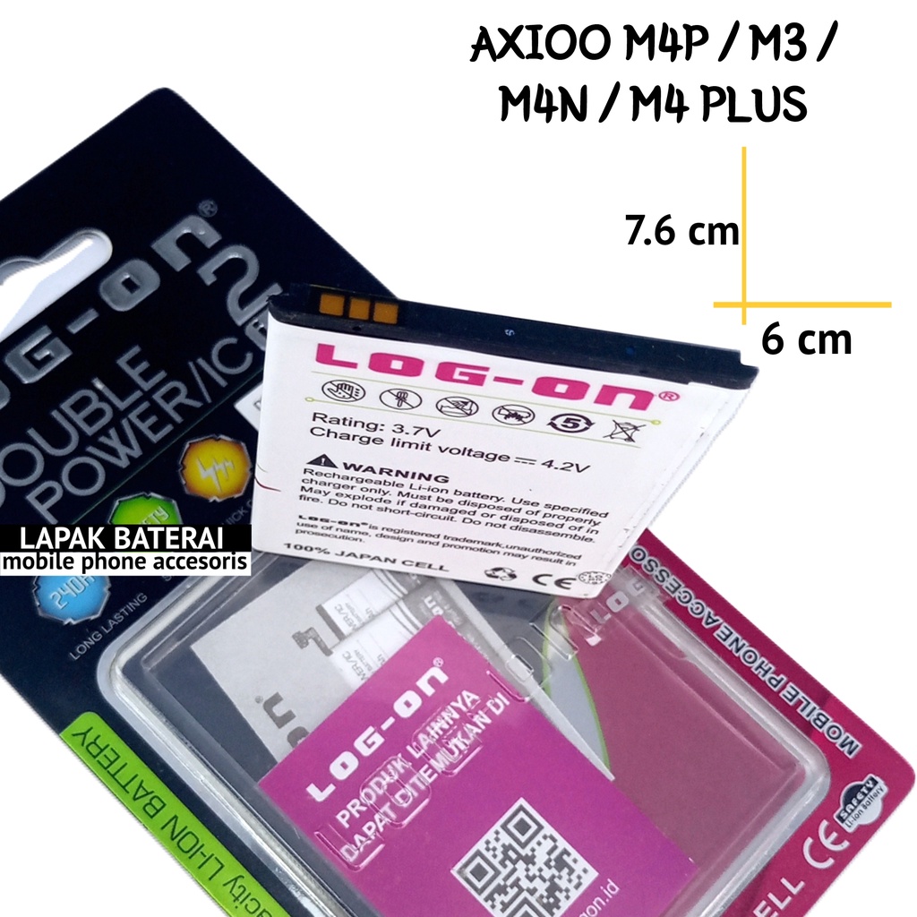 LOG - ON Baterai Axioo Picophone M4P | M4P PLUS | M3 | M4N Double IC Protection Battery Batre