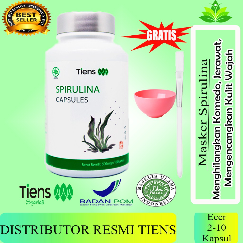 Masker Spirulina Asli / Masker Tiens Ori / Masker Tiens Murah