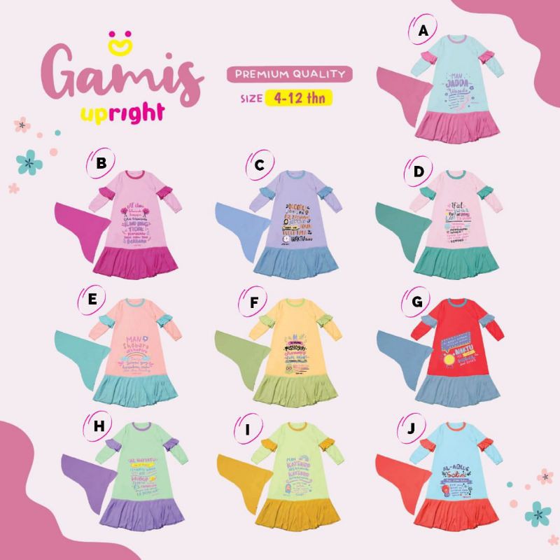 Gamis Upright / Set Gamis Anak / Set Gamis Murah / Gamis Anak Lucu / Jilbab Anak / Gamis Kaos Anak