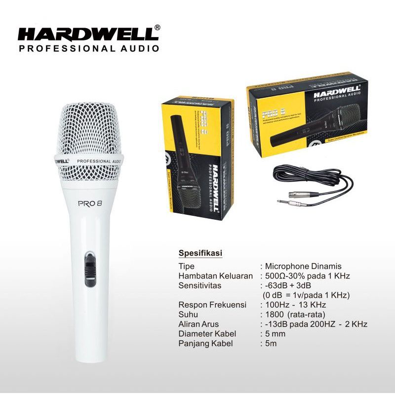 Mic kabel Hardwell PRO 9/ PRO 8 /ZR 8 microphone Original Asli