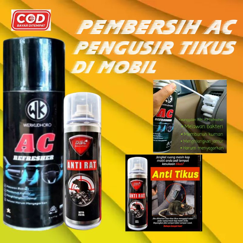 AC REFRESHER MOBIL / PEMBERSIH AC MOBIL /PENGHILANG BAU APEK &amp; ANTIRAT/PENGUSIR TIKUS AMPUH