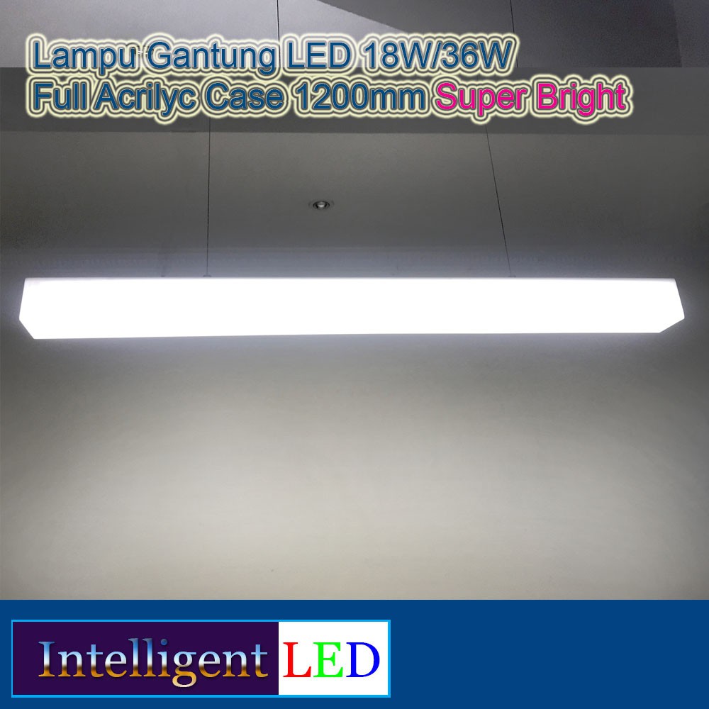 Lampu Gantung LED 18W/36W Full Acrylic Case 1200mm Super Bright