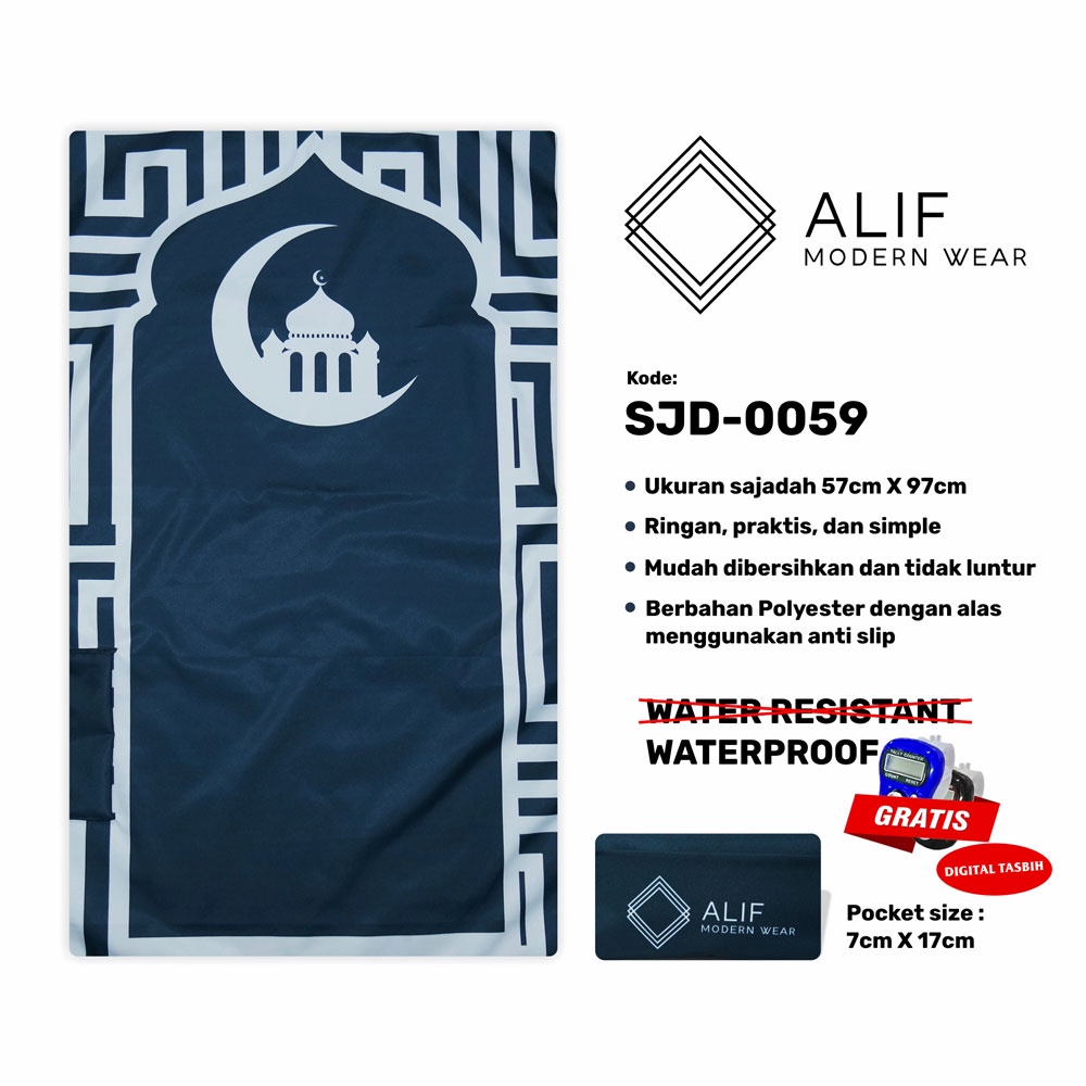 [GRATIS DIGITAL TASBIH] ALIF SAJADAH TRAVEL / SAKU / PORTABLE / WATERPROOF ( ALIF MODERN WEAR SJD-0059 )