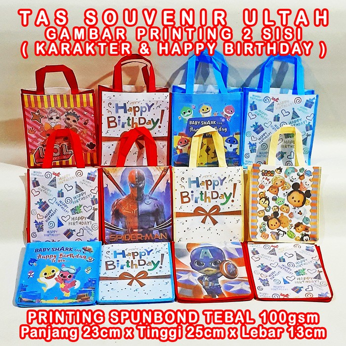 Tas Souvenir Ultah / Tas Ultah Karakter / Goodie Bag / Totebag-2