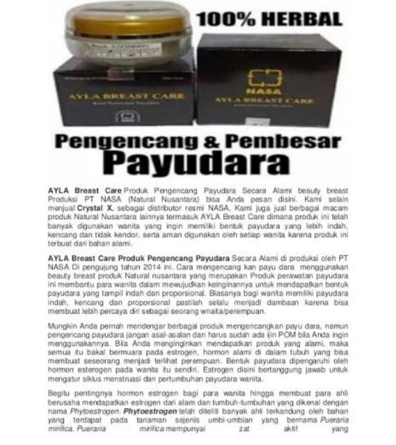 AYLA BREAST CARE NASA, CREAM PENGENCANG PAYUDARA,CREAM PEMBESAR PAYUDARA,MELANCARKAN PEREDARAN DARAH