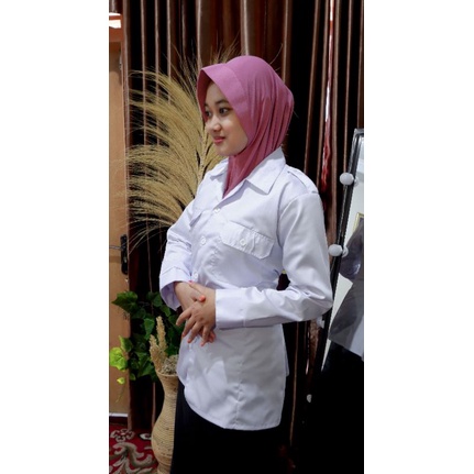 PROMO Baju PDH Putri Drill Putih Tebal Adem
