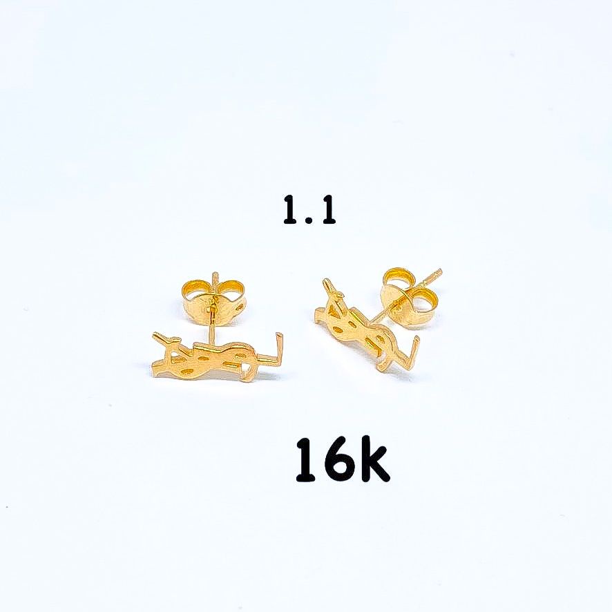 Anting liontin anak dan dewasa emas asli kadar 700 16k 750 17k like merk branded diorr permata YSL giwang kerabu duduk paku tusuk stud ringan 1 gram gr g tanpa mata gold rosegold