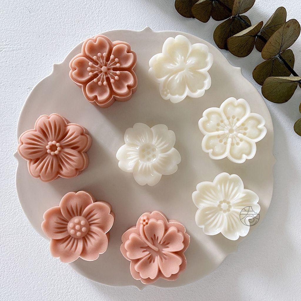 【 ELEGANT 】 Sakura Cetakan Mooncake 1set Motif Bunga Kreatif DIY Dapur Gadget Pie Membuat Mooncake Press