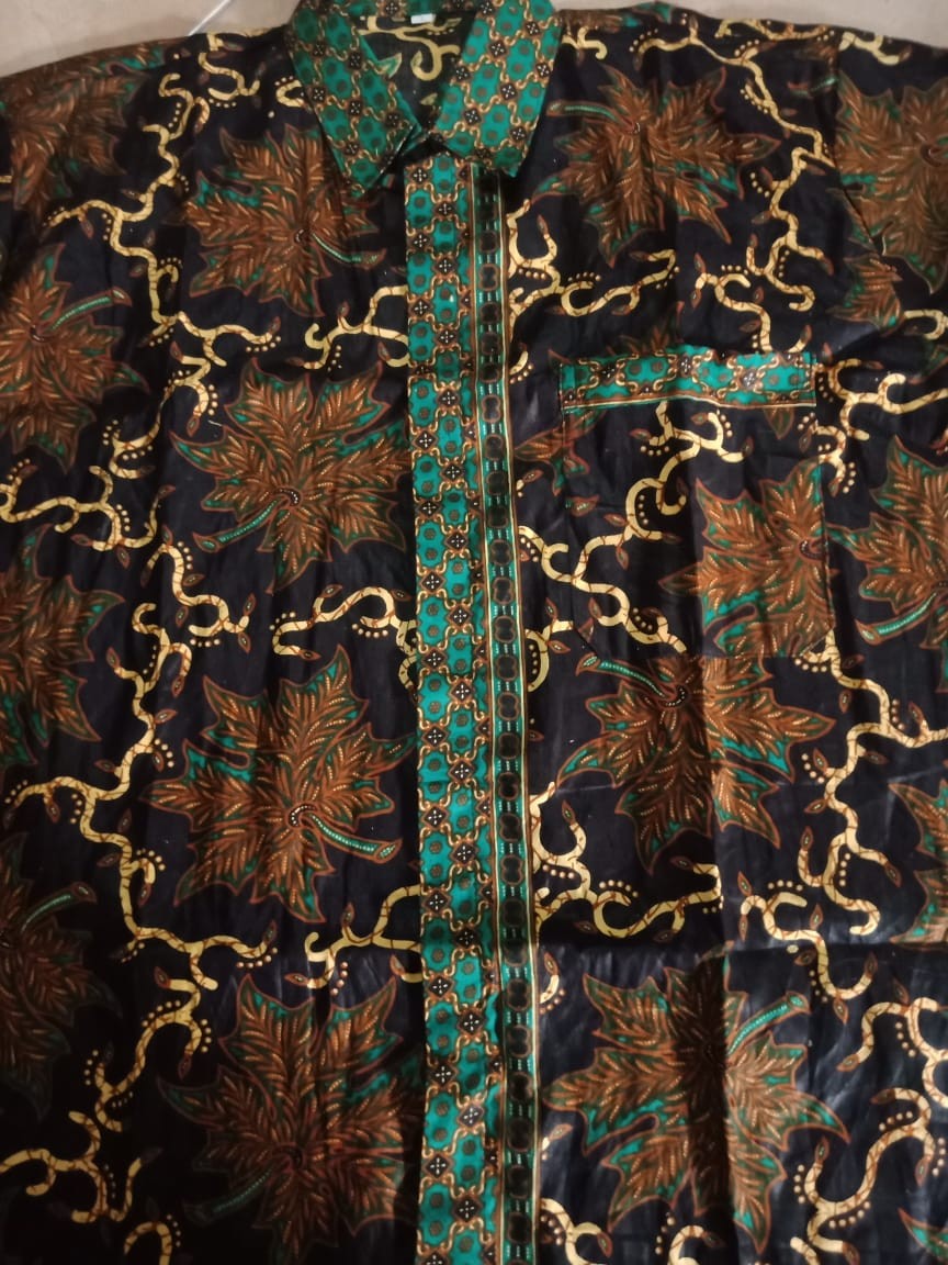 Kemeja Batik Pria Lengan Panjang Size M L Xl Xxl  Bswart Batik Hrb026 Kenongo Hem Panjang Pad