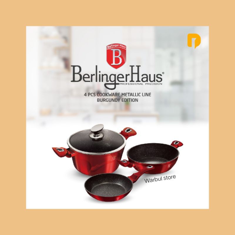 Panci Set Berlinger Haus Cookware Metallic Line Burgundy Edition 4pcs & 10pcs Panci sultan