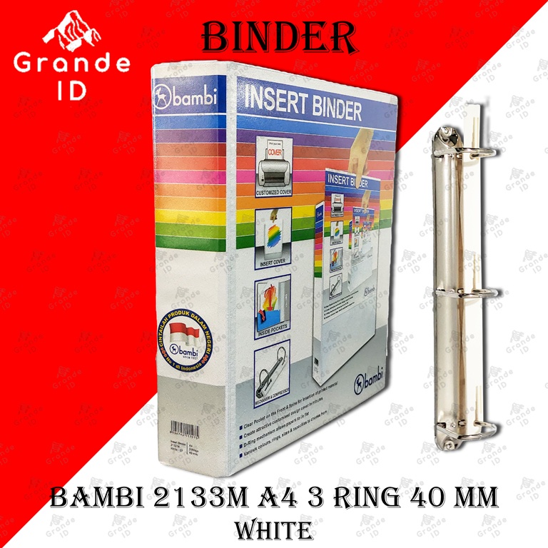 

BINDER BAMBI 2133M A4 3 RING 40 MM INSERT RING BINDER