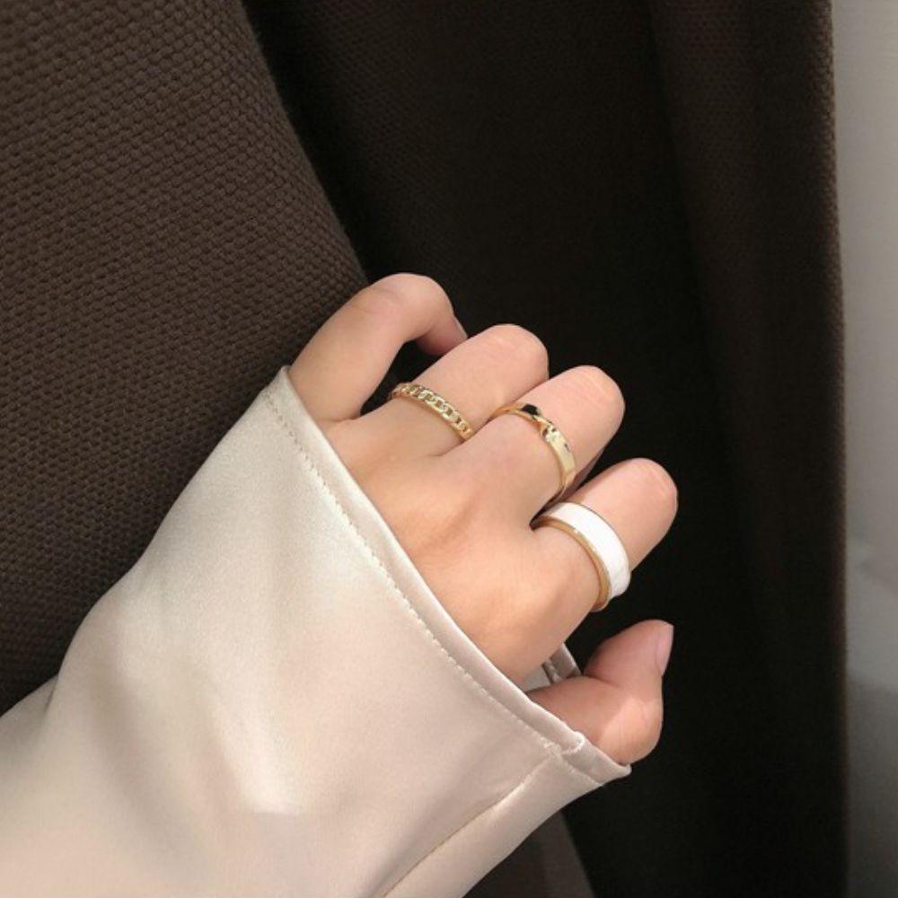 Mxbeauty Pembukaan Cincin Set Gothic Gadis Fashion Cocok Pernikahan Tiga Potong Temperamen Gaya Korea Cincin