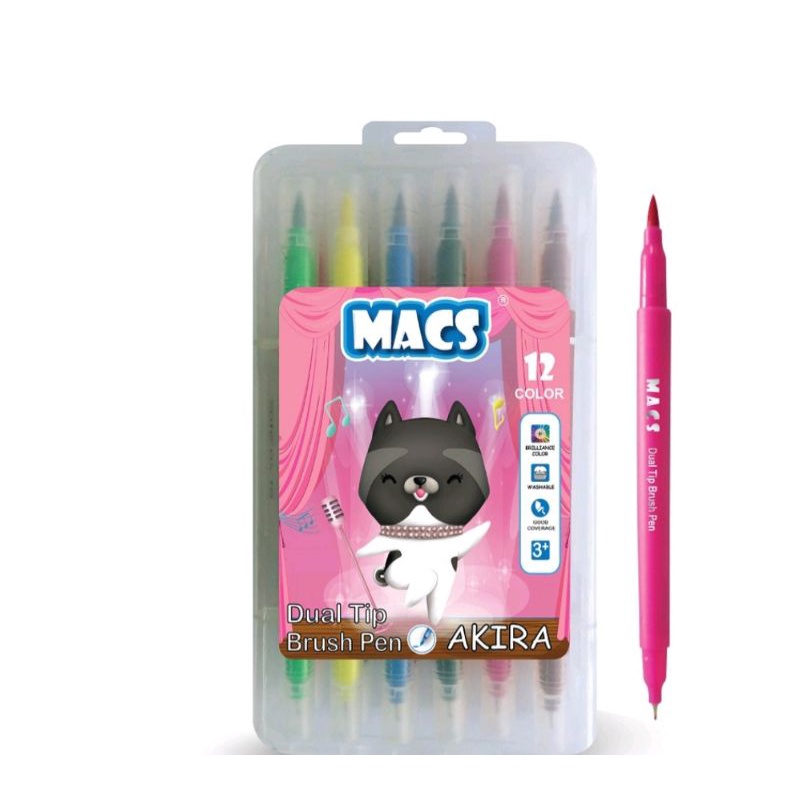 

Dual tip brush pen marker 12 warna
