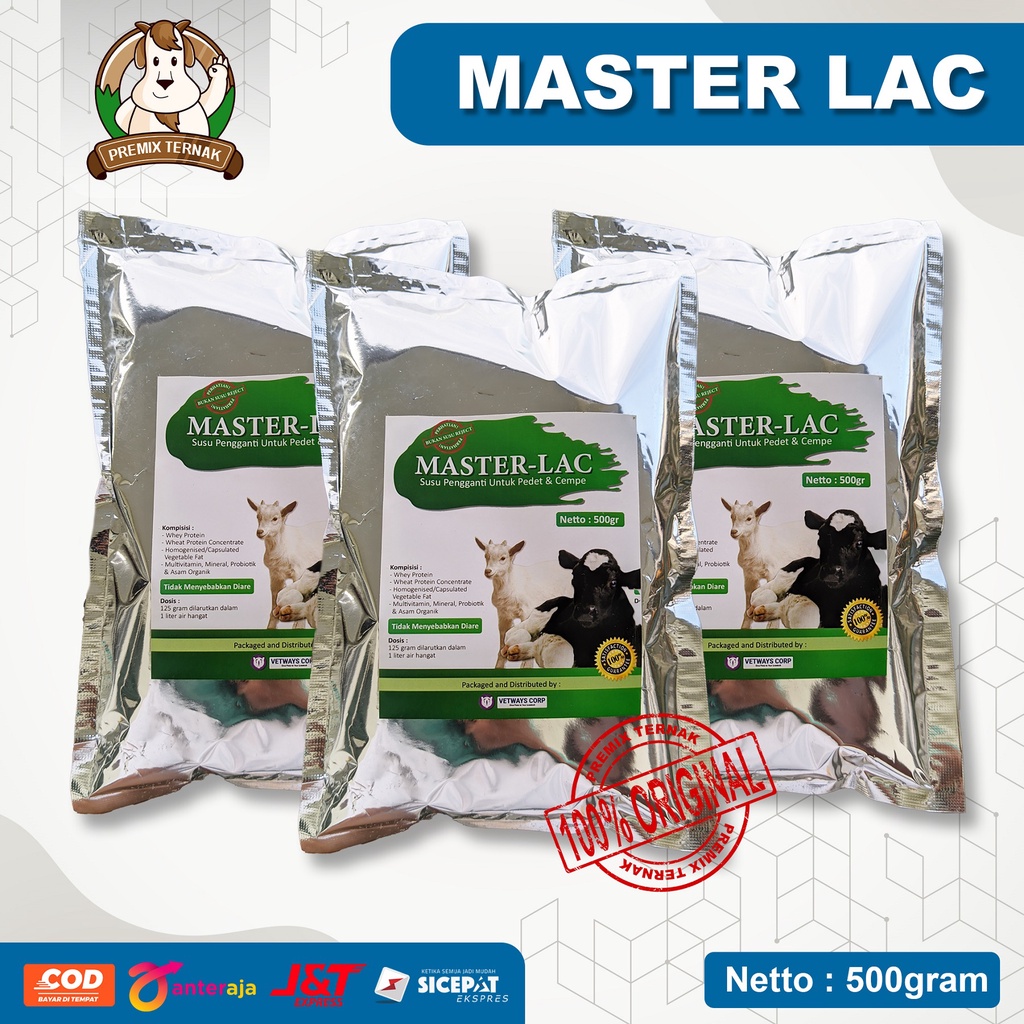 MASTER LAC 500 gr I Susu Cempe Pedet | Susu Pengganti Induk Kambing Sapi I Susu Pengganti Anak Kambing Sapi | Susu Pengganti Cempe 500 Gram