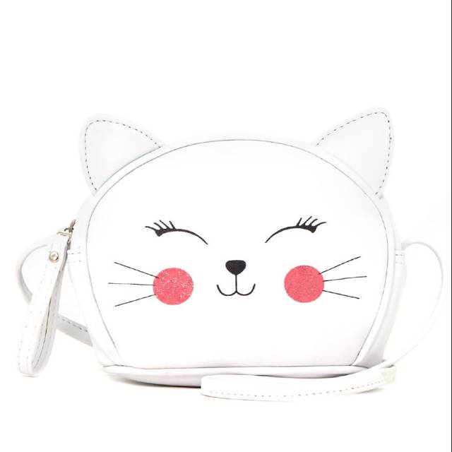GLITTER KITTY WHITE SLING BAG PROMO SOPHIE MARTIN PARIS ORIGINAL TAS SELEMPANG ANAK