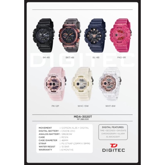 KARUNIA JAM - JAM TANGAN COWO DIGITEC COWO DOUBLE TIME DIGITEC ORI JAM FASHION JAM TANGAN WANITA