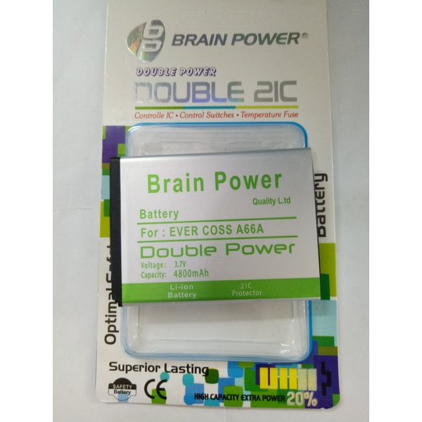 Double Power Battery Batere Batre Baterai Brain Power Evercoss A66A