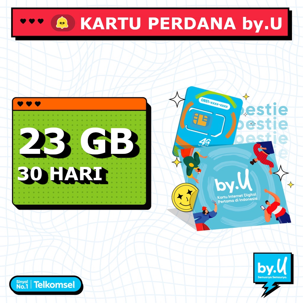 Kartu Perdana byU by U Kuota 23 GB 30 HARI