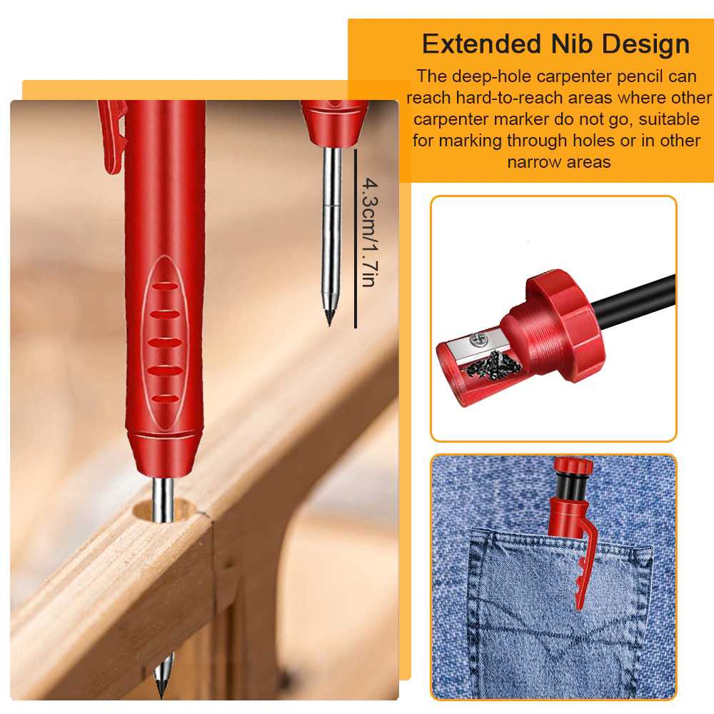 

Pensil Penanda Tukang Konstruksi Kayu Besi Beton Marking Pencil+Refill