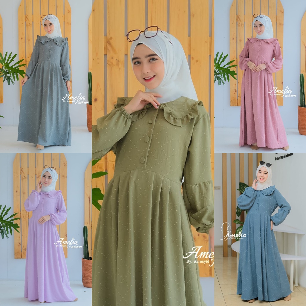 Tami Taqi Tachi Tari gamis kringkel Premium ori Amelia bahan cringkel DOT dan Rubi daily baju gamis wanita kekinian terbaru vintage ECER GROSIR RESELLER DROPSHIPER