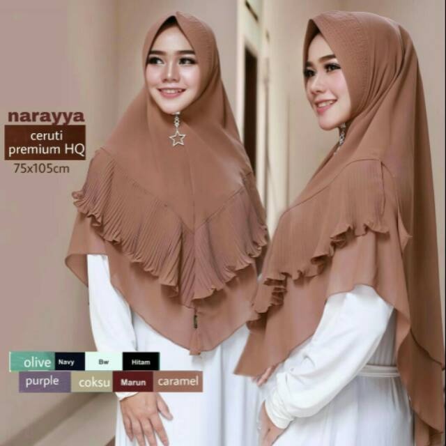 Khimar Naraya Plisket Jilbab Hijab Khimar Syari Kerudung Bergo Malay Premium Daily Instan