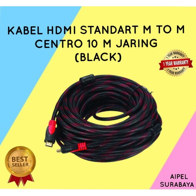 KHC10 | KABEL HDTV STANDART MALE TO MALE CENTROO 10 M JARING (BLACK)