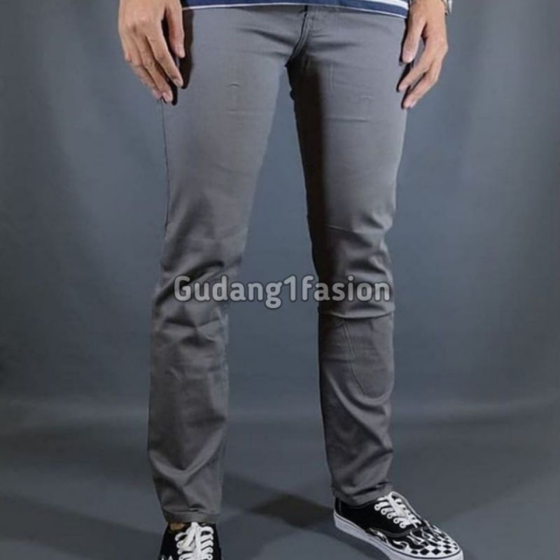 SAJ Celana chino GREY twill strech KERJAHARIAN slimfit size 27-32