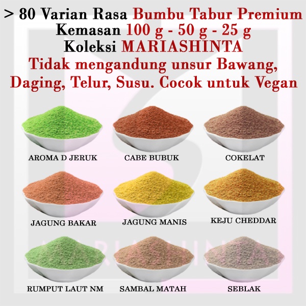 

(Beli 10 Gratis 1) Bumbu Tabur 100 g Cocok untuk Vegetarian Vegan No MSG & MSG 100 - 50 - 25 g